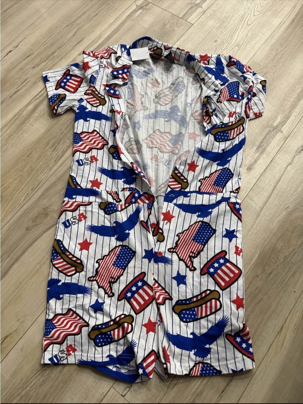 Mad engine Patriotic USA Print Romper - Red, White & Blue